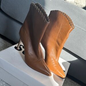 Schutz Brown Leather Ankle Boots